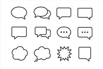 Chat bubbles vector icon set showcasing various styles and shapes for communication and messaging design purposes
