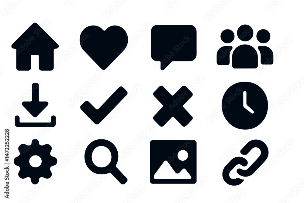 Fototapete Vector icons representing common actions and concepts for user interface design in modern applications