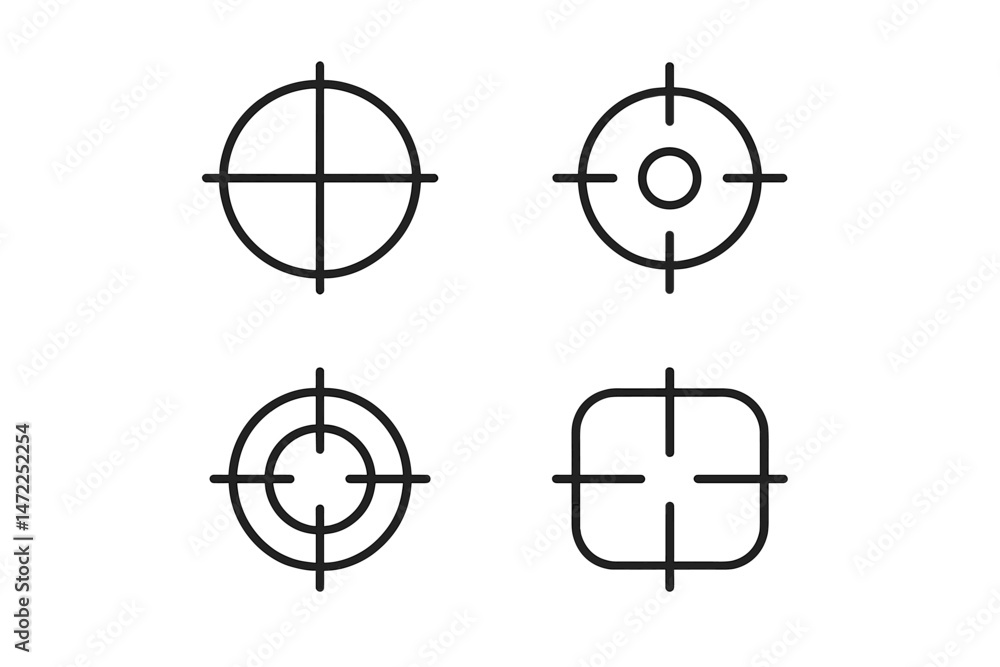Poster vector icon representing various targeting symbols for design applications and visual communication 