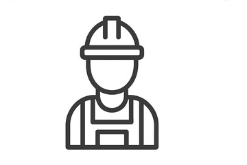Construction worker vector icon illustrating a professional in a hard hat and safety gear for design projects
