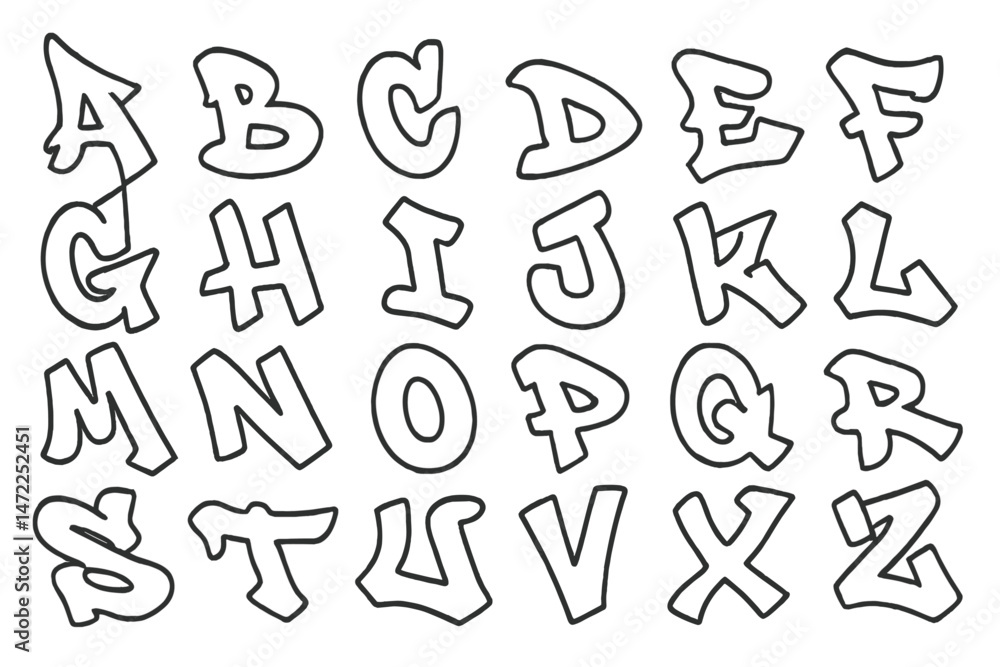 Poster artistic vector icon of stylized uppercase letters in a playful design suitable for creative project