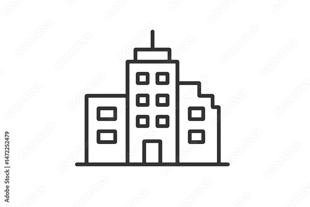 Poster outline of a modern building representing urban architecture in a clean and minimal design style