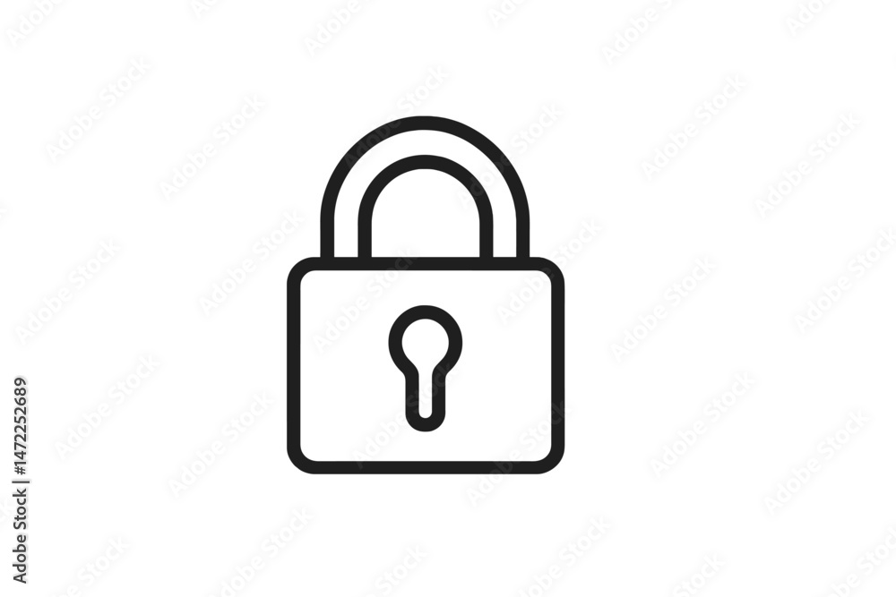 Poster secure lock vector icon representing protection and safety in various contexts such as technology, s