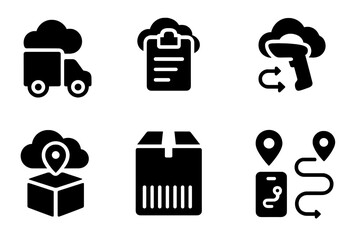 Vector icons representing logistics and delivery processes for efficient supply chain management