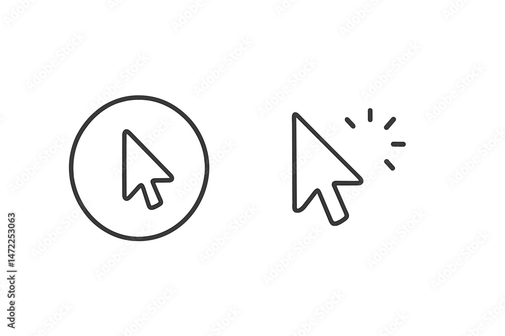 Fototapete Vector icon of a cursor with a click effect and a circular background for digital design elements