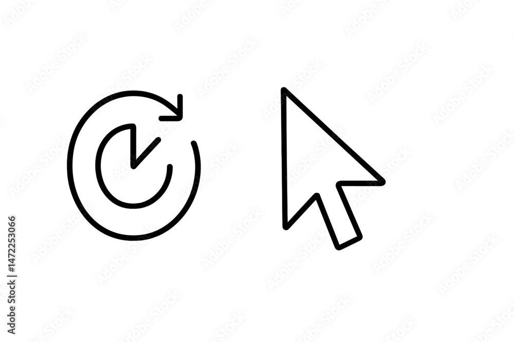 Poster vector icons depicting a refresh symbol and a cursor in a minimalist design suitable for digital int