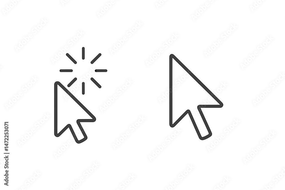 Fototapete Vector icon depicting a cursor with a click effect alongside a standard arrow cursor for digital usage