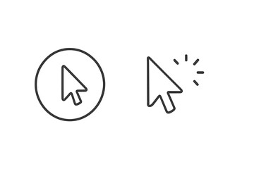Vector icon of a cursor with a click effect and a circular background for digital design elements