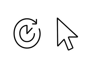 Vector icons depicting a refresh symbol and a cursor in a minimalist design suitable for digital interfaces