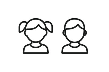 Vector icon depicting a girl and a boy in a simplistic design showcasing youthful features
