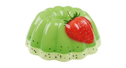 Isolated Kiwi Jelly with Strawberry