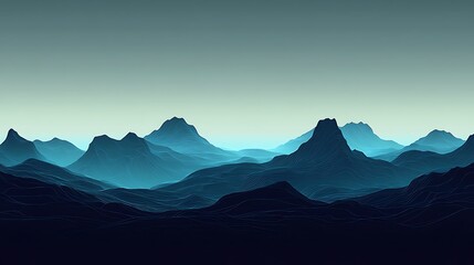 Blue Mountainscape with Digital Art.