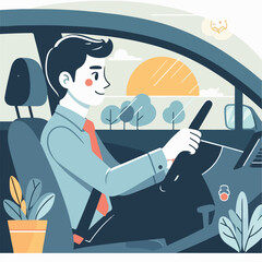 illustration of a person driving a car
