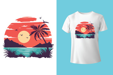 Palm tree vector. Beach holiday time. classic Vintage car Surfing paradise art print t-shirt design. Long beach, summer vibes hand draw, summer slogan with beach illustration, Hawaii, Aloha surf 