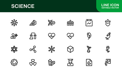 Science Themed Icon Pack. Clean, Vector-Based Designs for Educational and Scientific Projects