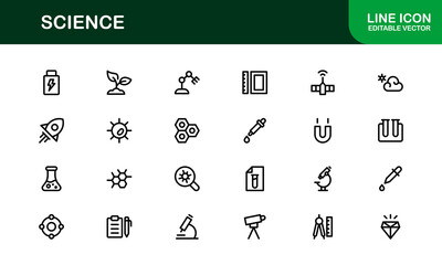 Science Themed Icon Pack. Clean, Vector-Based Designs for Educational and Scientific Projects