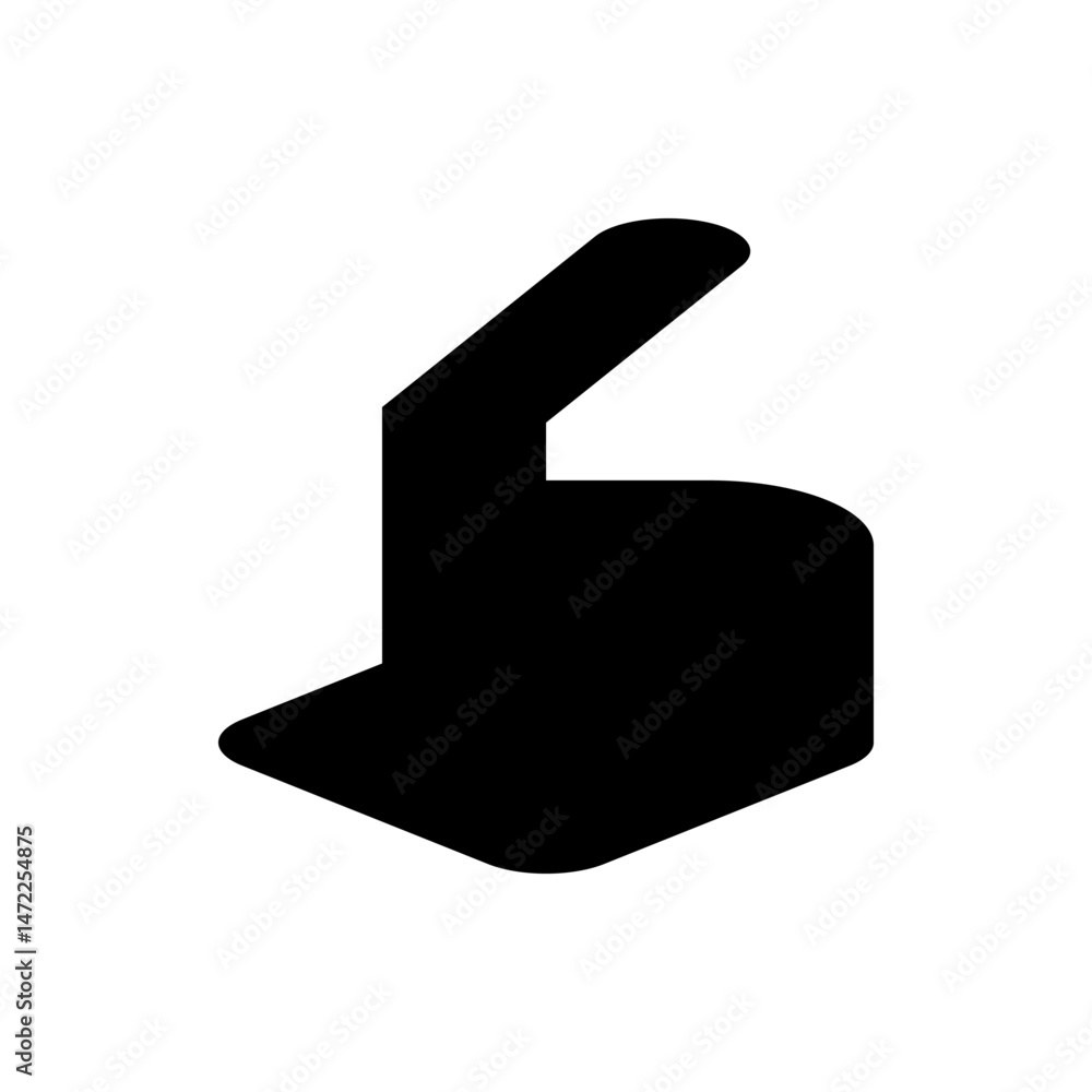 Aufkleber illustration of a black abstract shape resembling a hand with the index finger pointing upwards and 