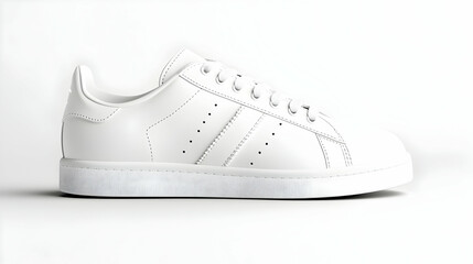 Classic white leather sneaker with perforated details and a low profile