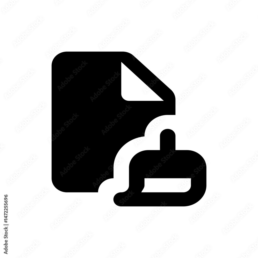 Poster a document icon with a folded corner and a delete symbol indicating file removal or deletion process
