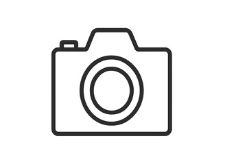 Simple vector icon of a camera representing photography, capturing moments, and visual storytelling in digital design