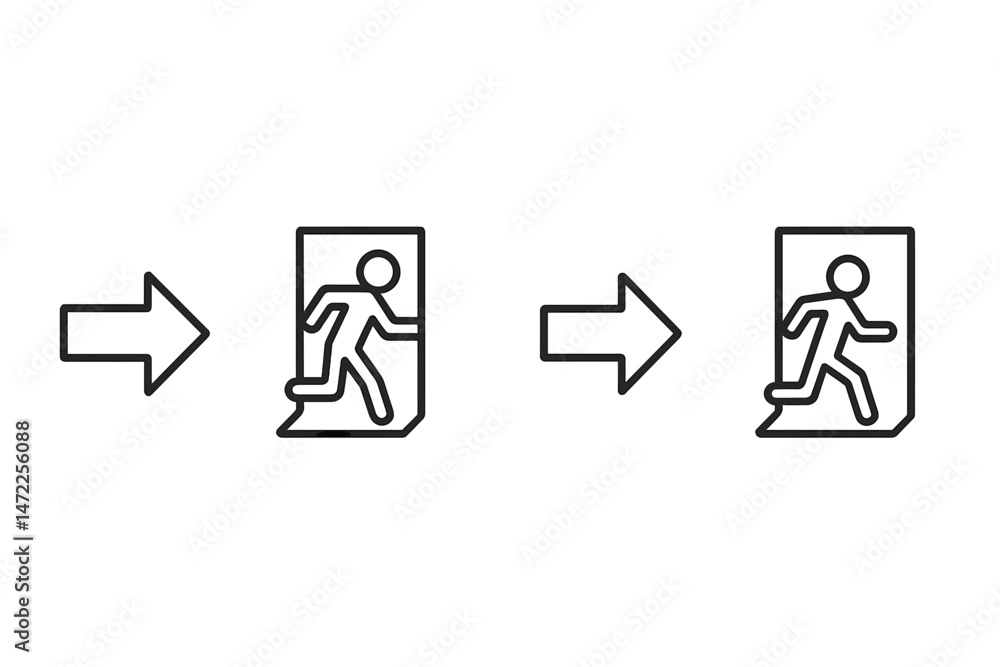 Poster icon representing movement from one space to another through a doorway