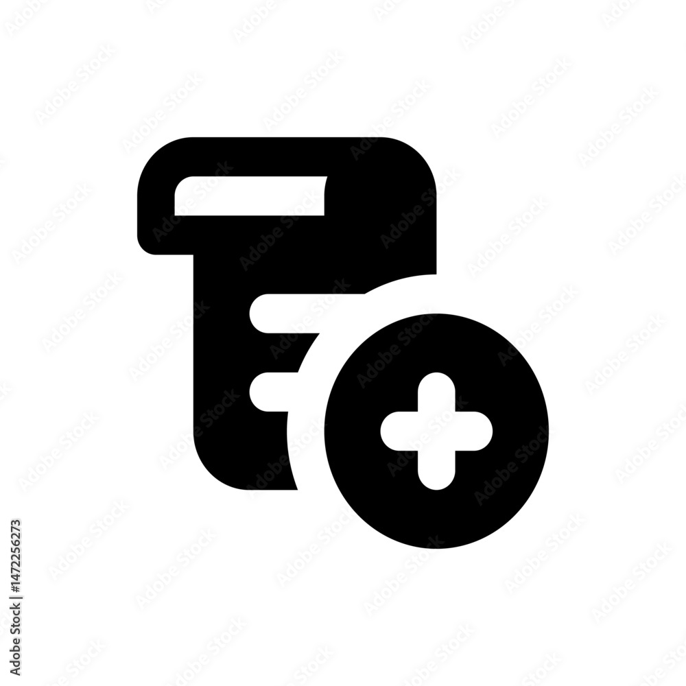 Poster black folder icon with rounded corners and a plus sign inside a circle on the lower right side of it