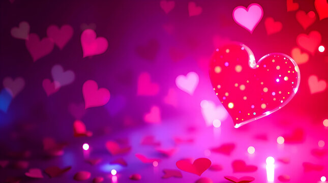Valentine's Day Ultra HD Background – Deep Ultraviolet & Vivid Purple Glow, High Contrast Bioluminescent Effects, Professional Commercial-Grade Stock Photo