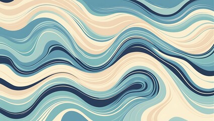 Abstract Layered Blue & Beige Topographic Waves Background

