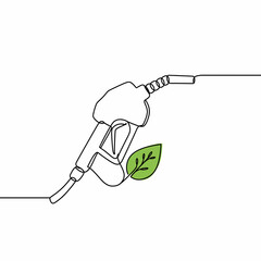 Obraz premium Gas pump with a leaf, black icon on a white background