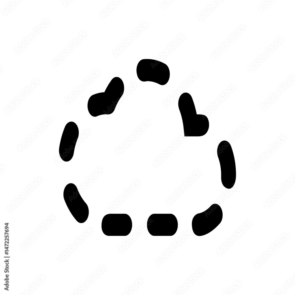Poster black abstract shapes arranged in a circular pattern against a white background creating a simple de