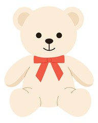 Obraz premium Cute and Soft Teddy Bear Character Illustration with Red Bow for Kids and Nursery Decor