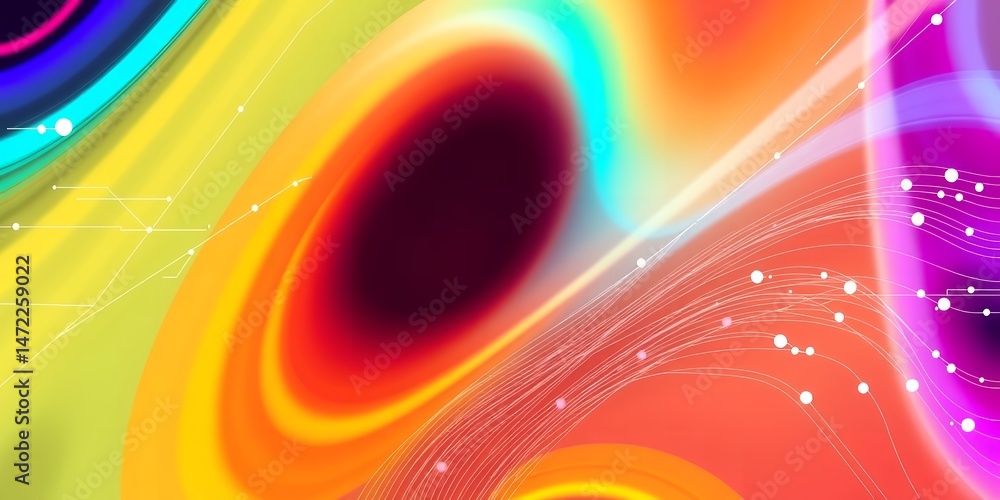 Poster abstract colorful background with a dark oval shape and light streaks throughout it