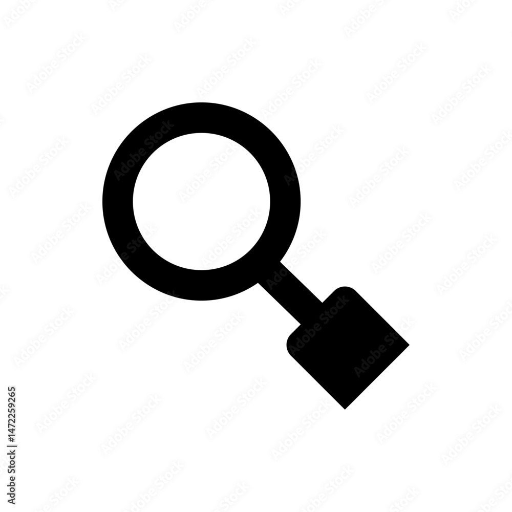 Poster a simple black magnifying glass icon isolated on a white background for search or zoom in functions 