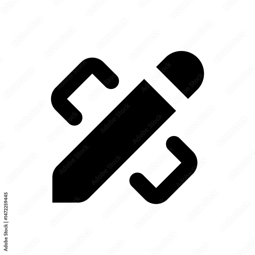 Poster illustration of a stylized figure in motion with angular limbs and a rounded head in black on white 