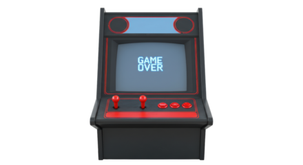 Isolated Arcade Machine with Game Over Screen
