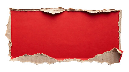 piece of red cardboard paper tear setl isolated on white background, PNG