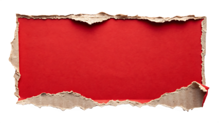 piece of red cardboard paper tear setl isolated on white background, PNG