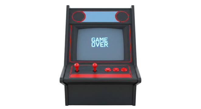 Isolated Arcade Machine with Game Over Screen - Powered by Adobe