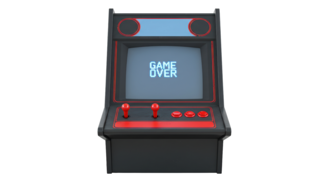 Isolated Arcade Machine with Game Over Screen