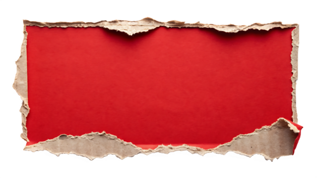 piece of red cardboard paper tear setl isolated on white background, PNG