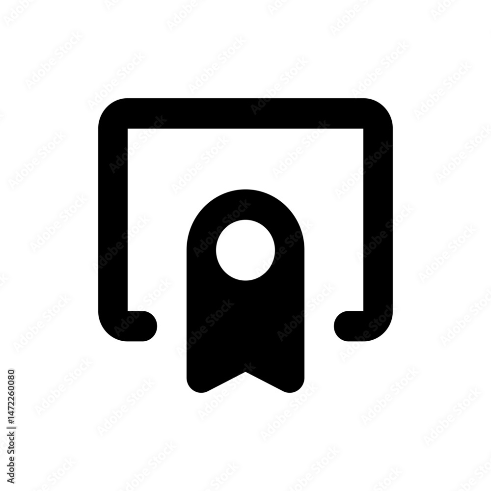 Aufkleber black and white graphic of a door hanger with a rounded top and a rectangular frame design element