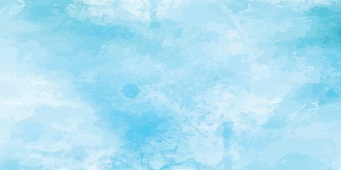 Fantasy smooth sky color, white shades and sky watercolor paper textured illustration for grunge design, vintage card, templates. Pastel ink colors wet effect hand drawn canvas aquarelle background