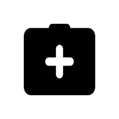 Black medical box with a white plus sign centered on the front suggesting health and first aid supplies