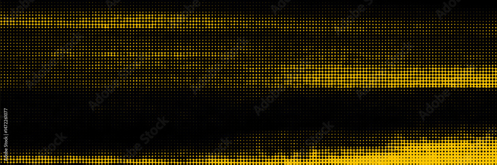 Poster halftone abstract banner with dot gradient. black and yellow color. vector overlay texture backgroun