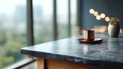 Modern Coffee Table with Copper Cup
