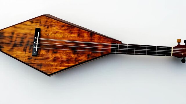 A wooden domra musical instrument