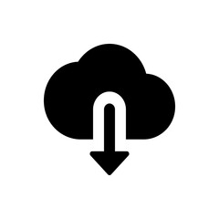 Black cloud with a white arrow pointing downwards indicating a download from the cloud storage system