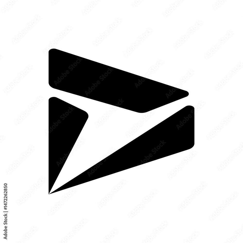 Poster black and white abstract geometric design featuring triangular shapes and sharp angles creating a mo