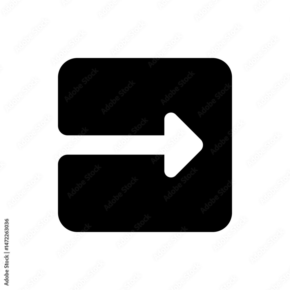 Poster black rounded square shape containing a white arrow pointing to the right in the center of the squar