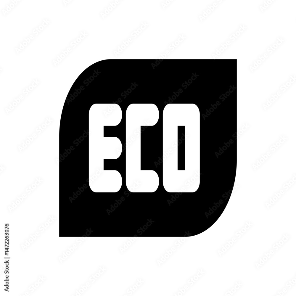 Poster eco text in white bold font on a black rounded rectangle background with a modern and minimalist des